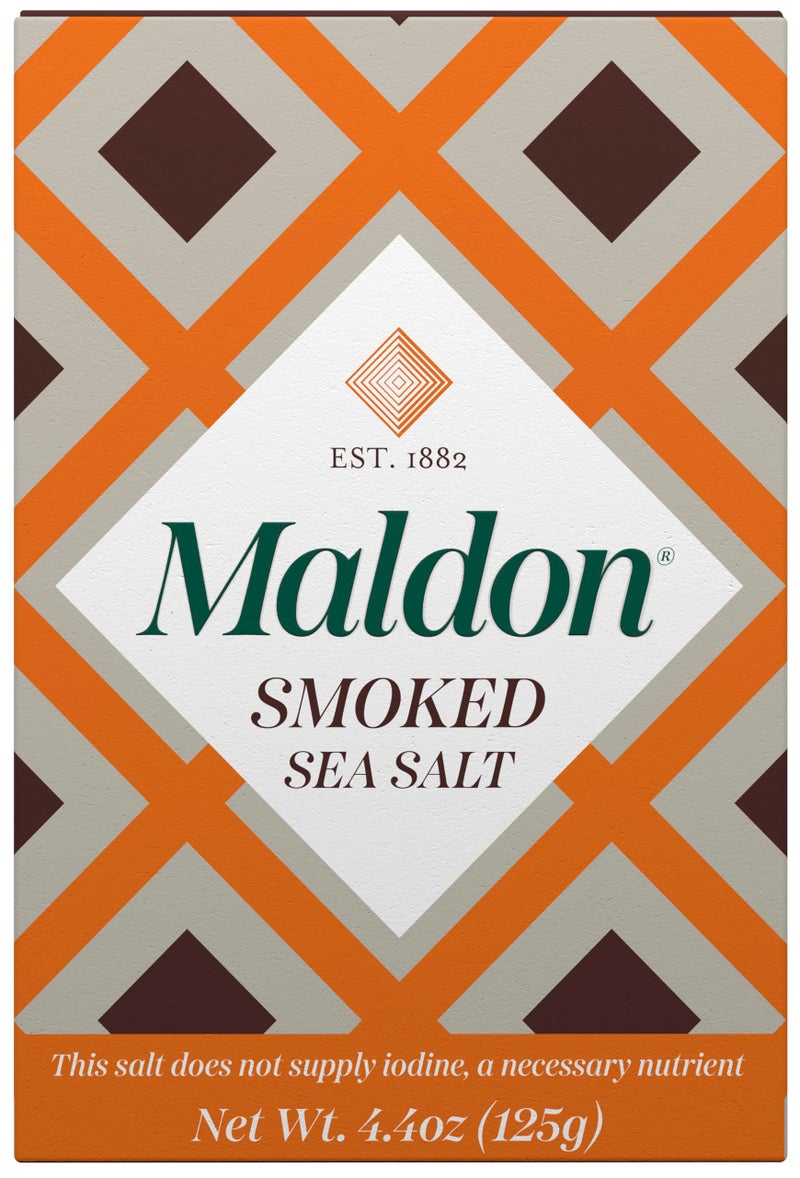 Maldon Salt, Smoked Sea Salt Flakes, 4.4 oz (125 g), Kosher, Natural, Gently Smoked Over Oak, Handcrafted, Gourmet, Pyramid Crystals - Image 1